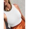 imageREORIA Butsmooth Womens Basic Sexy Sleeveless Racer Back Halter Neck Bodysuit Tank TopsWhite