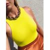 imageREORIA Butsmooth Womens Basic Sexy Sleeveless Racer Back Halter Neck Bodysuit Tank TopsYellow
