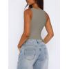 imageREORIA Butsmooth Womens Sexy Sleeveless Square Neck Double Lined Basic Bodysuit Tank TopsAntique Pewter