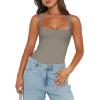 imageREORIA Butsmooth Womens Sexy Sleeveless Square Neck Double Lined Basic Bodysuit Tank TopsAntique Pewter