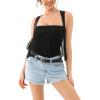 imageREORIA Butsmooth Womens Sexy Sleeveless Square Neck Double Lined Basic Bodysuit Tank TopsBlack Fringe