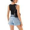 imageREORIA Butsmooth Womens Sexy Sleeveless Square Neck Double Lined Basic Bodysuit Tank TopsBlack Fringe