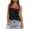 imageREORIA Butsmooth Womens Sexy Sleeveless Square Neck Double Lined Basic Bodysuit Tank TopsBlack Fringe