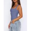 imageREORIA Butsmooth Womens Sexy Sleeveless Square Neck Double Lined Basic Bodysuit Tank TopsBlue Nova