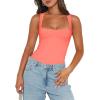 imageREORIA Butsmooth Womens Sexy Sleeveless Square Neck Double Lined Basic Bodysuit Tank TopsBright Orange
