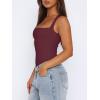 imageREORIA Butsmooth Womens Sexy Sleeveless Square Neck Double Lined Basic Bodysuit Tank TopsBurgundy
