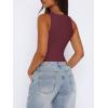imageREORIA Butsmooth Womens Sexy Sleeveless Square Neck Double Lined Basic Bodysuit Tank TopsBurgundy
