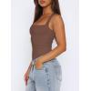 imageREORIA Butsmooth Womens Sexy Sleeveless Square Neck Double Lined Basic Bodysuit Tank TopsCoffee