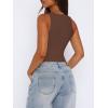 imageREORIA Butsmooth Womens Sexy Sleeveless Square Neck Double Lined Basic Bodysuit Tank TopsCoffee