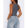 imageREORIA Butsmooth Womens Sexy Sleeveless Square Neck Double Lined Basic Bodysuit Tank TopsDeep Grey