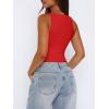 imageREORIA Butsmooth Womens Sexy Sleeveless Square Neck Double Lined Basic Bodysuit Tank TopsFlame Scarlet