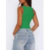 imageREORIA Butsmooth Womens Sexy Sleeveless Square Neck Double Lined Basic Bodysuit Tank TopsGreen