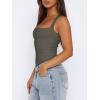 imageREORIA Butsmooth Womens Sexy Sleeveless Square Neck Double Lined Basic Bodysuit Tank TopsGrey Green