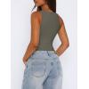 imageREORIA Butsmooth Womens Sexy Sleeveless Square Neck Double Lined Basic Bodysuit Tank TopsGrey Green