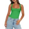 imageREORIA Butsmooth Womens Sexy Sleeveless Square Neck Double Lined Basic Bodysuit Tank TopsJade