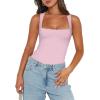 imageREORIA Butsmooth Womens Sexy Sleeveless Square Neck Double Lined Basic Bodysuit Tank TopsLight Pink