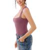imageREORIA Butsmooth Womens Sexy Sleeveless Square Neck Double Lined Basic Bodysuit Tank TopsMasala