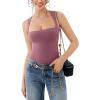 imageREORIA Butsmooth Womens Sexy Sleeveless Square Neck Double Lined Basic Bodysuit Tank TopsMasala