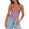 imageREORIA Butsmooth Womens Sexy Sleeveless Square Neck Double Lined Basic Bodysuit Tank TopsMauve Red