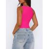 imageREORIA Butsmooth Womens Sexy Sleeveless Square Neck Double Lined Basic Bodysuit Tank TopsNeon Rose Red