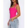 imageREORIA Butsmooth Womens Sexy Sleeveless Square Neck Double Lined Basic Bodysuit Tank TopsNeon Rose Red
