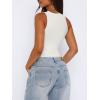 imageREORIA Butsmooth Womens Sexy Sleeveless Square Neck Double Lined Basic Bodysuit Tank TopsOffwhite
