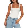 imageREORIA Butsmooth Womens Sexy Sleeveless Square Neck Double Lined Basic Bodysuit Tank TopsOffwhite