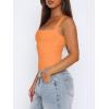 imageREORIA Butsmooth Womens Sexy Sleeveless Square Neck Double Lined Basic Bodysuit Tank TopsOrange