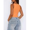 imageREORIA Butsmooth Womens Sexy Sleeveless Square Neck Double Lined Basic Bodysuit Tank TopsOrange