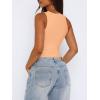 imageREORIA Butsmooth Womens Sexy Sleeveless Square Neck Double Lined Basic Bodysuit Tank TopsPeach Fuzz