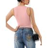 imageREORIA Butsmooth Womens Sexy Sleeveless Square Neck Double Lined Basic Bodysuit Tank TopsPink
