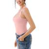 imageREORIA Butsmooth Womens Sexy Sleeveless Square Neck Double Lined Basic Bodysuit Tank TopsPink