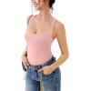 imageREORIA Butsmooth Womens Sexy Sleeveless Square Neck Double Lined Basic Bodysuit Tank TopsPink