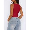 imageREORIA Butsmooth Womens Sexy Sleeveless Square Neck Double Lined Basic Bodysuit Tank TopsRed