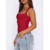 imageREORIA Butsmooth Womens Sexy Sleeveless Square Neck Double Lined Basic Bodysuit Tank TopsRed