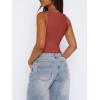 imageREORIA Butsmooth Womens Sexy Sleeveless Square Neck Double Lined Basic Bodysuit Tank TopsRusty Red