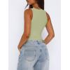 imageREORIA Butsmooth Womens Sexy Sleeveless Square Neck Double Lined Basic Bodysuit Tank TopsTender Green