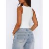 imageREORIA Butsmooth Womens Sexy Sleeveless Square Neck Double Lined Basic Bodysuit Tank TopsWhite