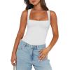 imageREORIA Butsmooth Womens Sexy Sleeveless Square Neck Double Lined Basic Bodysuit Tank TopsWhite