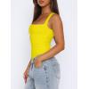 imageREORIA Butsmooth Womens Sexy Sleeveless Square Neck Double Lined Basic Bodysuit Tank TopsYellow