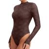 imageREORIA Womens Lace Crew Neck Bodysuits Long Sleeve Double Lined Going Out Fashion Tops 2024 TrendyCoffee