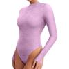 imageREORIA Womens Lace Crew Neck Bodysuits Long Sleeve Double Lined Going Out Fashion Tops 2024 TrendyLilac