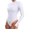 imageREORIA Womens Lace Crew Neck Bodysuits Long Sleeve Double Lined Going Out Fashion Tops 2024 TrendyWhite