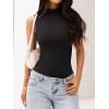 imageREORIA Womens Sexy High Neck Sleeveless Bodysuit Mock Turtleneck Basic Tank Tops Going OutBlack