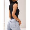 imageREORIA Womens Sexy High Neck Sleeveless Bodysuit Mock Turtleneck Basic Tank Tops Going OutBlack