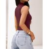 imageREORIA Womens Sexy High Neck Sleeveless Bodysuit Mock Turtleneck Basic Tank Tops Going OutBurdundy