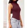 imageREORIA Womens Sexy High Neck Sleeveless Bodysuit Mock Turtleneck Basic Tank Tops Going OutBurdundy