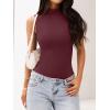 imageREORIA Womens Sexy High Neck Sleeveless Bodysuit Mock Turtleneck Basic Tank Tops Going OutBurdundy