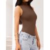 imageREORIA Womens Sexy High Neck Sleeveless Bodysuit Mock Turtleneck Basic Tank Tops Going OutCoffee
