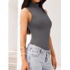 imageREORIA Womens Sexy High Neck Sleeveless Bodysuit Mock Turtleneck Basic Tank Tops Going OutDeep Grey